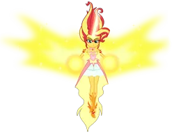 Size: 9138x7000 | Tagged: safe, artist:mixiepie, derpibooru import, sunset shimmer, equestria girls, friendship games, absurd resolution, artificial wings, augmented, clothes, daydream shimmer, dress, horn, magic, magic wings, orbs, paint tool sai, simple background, solo, transparent background, vector, wings