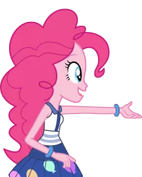 Size: 9000x11212 | Tagged: safe, artist:luckreza8, derpibooru import, pinkie pie, equestria girls, friendship games, .svg available, absurd resolution, clothes, inkscape, long hair, offscreen character, open mouth, simple background, solo, talking, transparent background, vector, wristband
