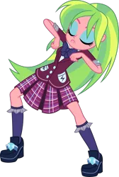 Size: 4500x6688 | Tagged: safe, artist:xebck, derpibooru import, lemon zest, equestria girls, friendship games, absurd resolution, bowtie, clothes, crystal prep academy, crystal prep academy uniform, dancing, eyes closed, high heels, krumping, long hair, pleated skirt, raised leg, school uniform, simple background, skirt, solo, transparent background, vector