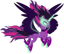 Size: 6000x5073 | Tagged: safe, artist:dashiemlpfim, artist:missgoldendragon, derpibooru import, sci-twi, twilight sparkle, ponified, pony, equestria girls, friendship games, .svg available, absurd resolution, commission, equestria girls ponified, equestria is doomed, flying, glowing eyes, horn, midnight sparkle, necklace, older, ponyscape, simple background, solo, transparent background, vector, wings, xk-class end-of-the-world scenario