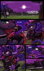 Size: 750x1211 | Tagged: suggestive, artist:lumineko, derpibooru import, nightmare moon, princess luna, bedroom eyes, blushing, choker, clothes, comic, dock, dream walker luna, fangs, female, fishnets, floppy ears, frown, heart, licking lips, moonbutt, mouth hold, music notes, nightmare mlem, nightmare night, open mouth, panties, plot, praise the moon, raised hoof, raised leg, restrained, skirt, smiling, solo, solo female, spread wings, statue, stockings, stupid sexy princess luna, tentacle porn, tentacles, tentacles on female, tongue out, underwear, wide eyes