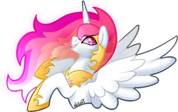 Size: 800x503 | Tagged: safe, artist:night-wolf122, derpibooru import, nightmare star, princess celestia, pony, female, mare, rearing, simple background, solo, spread wings, transparent background