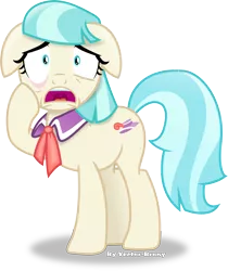 Size: 3284x3902 | Tagged: artist:vector-brony, coco pommel, derpibooru import, floppy ears, inkscape, made in manehattan, open mouth, raised hoof, safe, signature, simple background, solo, stressed, transparent background, vector, wide eyes, worried