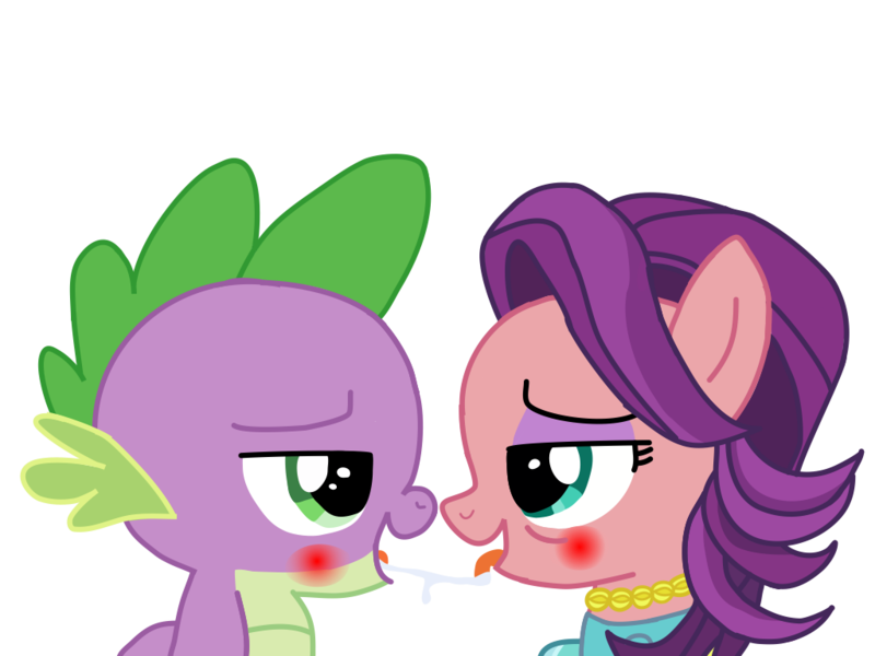 Size: 1024x768 | Tagged: suggestive, artist:ripped-ntripps, derpibooru import, spike, spoiled rich, dragon, earth pony, pony, blushing, crack shipping, drool string, female, implied foalcon, infidelity, kissing, male, shipping, sloppy kissing, spich, straight
