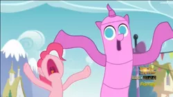 Size: 1906x1072 | Tagged: airdancer, d:, derpibooru import, frown, nose in the air, open mouth, pinkie pie, safe, screaming, screencap, solo, the one where pinkie pie knows, uvula, volumetric mouth, wacky waving inflatable tube ponk, wacky waving inflatable tube pony