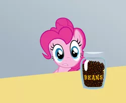Size: 550x450 | Tagged: beans, derpibooru import, exploitable meme, jar, meme, pinkie pie, pun, pure unfiltered evil, safe, spilled milk, spill the beans, the one where pinkie pie knows, visual pun