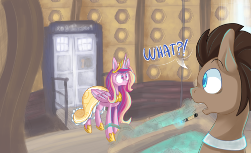 Size: 500x305 | Tagged: safe, artist:buljong, derpibooru import, doctor whooves, princess cadance, time turner, pony, ask doctor whooves, ask, male, stallion, tardis, tumblr