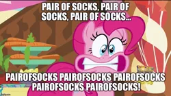 Size: 888x499 | Tagged: derpibooru import, image macro, madness mantra, meme, pinkie pie, safe, the box, the one where pinkie pie knows, wander over yonder