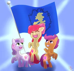 Size: 2439x2340 | Tagged: adorabloom, applebetes, apple bloom, artist:digiko-kagami, crusaders of the lost mark, cute, cutealoo, cutie mark, cutie mark crusaders, derpibooru import, diasweetes, flag, safe, scootaloo, sweet dreams fuel, sweetie belle, the cmc's cutie marks