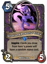 Size: 400x543 | Tagged: safe, derpibooru import, trixie, pony, unicorn, card, crossover, female, great and powerful, hearthstone, mare, trading card