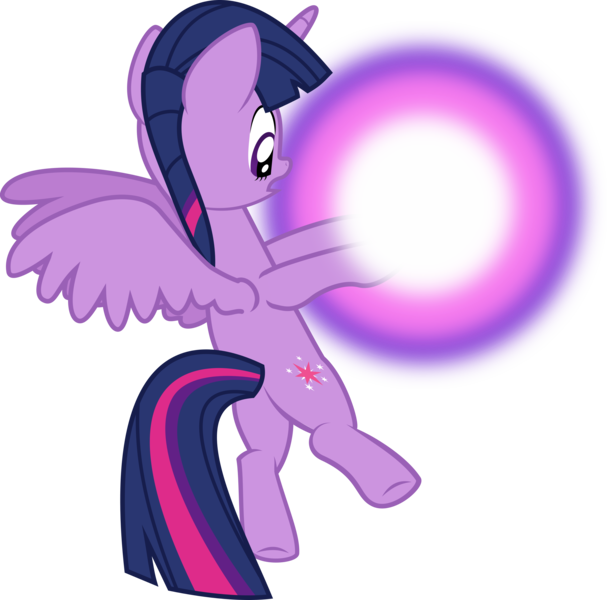 Size: 3013x2978 | Tagged: safe, artist:dashiemlpfim, artist:mit-boy, derpibooru import, twilight sparkle, twilight sparkle (alicorn), pony, equestria girls, friendship games, dark magic, magic, open mouth, orb, role reversal, simple background, solo, transformation, transparent background, vector