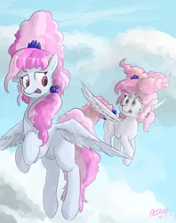 Size: 1349x1704 | Tagged: artist:atteez, big hair, brotherhooves social, cotton puff, cotton sky, derpibooru import, flying, safe, sisters