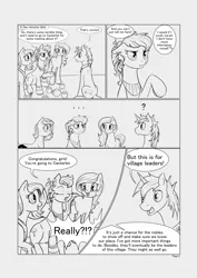 Size: 3551x5002 | Tagged: safe, artist:silfoe, derpibooru import, princess celestia, princess luna, oc, oc:golden vellum, earth pony, pony, unicorn, comic:ascension, comic, earth pony celestia, earth pony luna, female, grayscale, male, mare, monochrome, origin story, race swap, stallion, younger