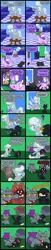 Size: 2000x9845 | Tagged: safe, artist:magerblutooth, derpibooru import, diamond tiara, discord, silver spoon, oc, oc:dazzle, oc:iggy, oc:il, oc:imperius, oc:peal, cat, dog, iguana, imp, pony, comic:diamond and dazzle, comic, horseshoes, kitchen, knife, squeaky toy, tail wag, transformation, video game, virtual reality