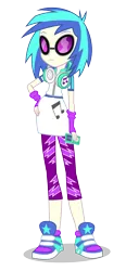 Size: 4433x9533 | Tagged: safe, artist:mohawgo, derpibooru import, vinyl scratch, equestria girls, absurd resolution, background human, clothes, fingerless gloves, flash puppet, gloves, hand on hip, headphones, ipod, shoes, sneakers, solo, sunglasses