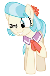 Size: 3575x5459 | Tagged: absurd resolution, .ai available, artist:masem, cocobetes, coco pommel, cute, derpibooru import, grin, made in manehattan, raised hoof, safe, simple background, smiling, solo, transparent background, vector, wink