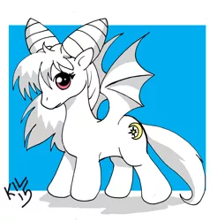Size: 1600x1627 | Tagged: safe, artist:koku-chan, derpibooru import, oc, oc:kita, ponified, unofficial characters only, bat pony, pony, cute, cutie mark, female, filly, signature, solo
