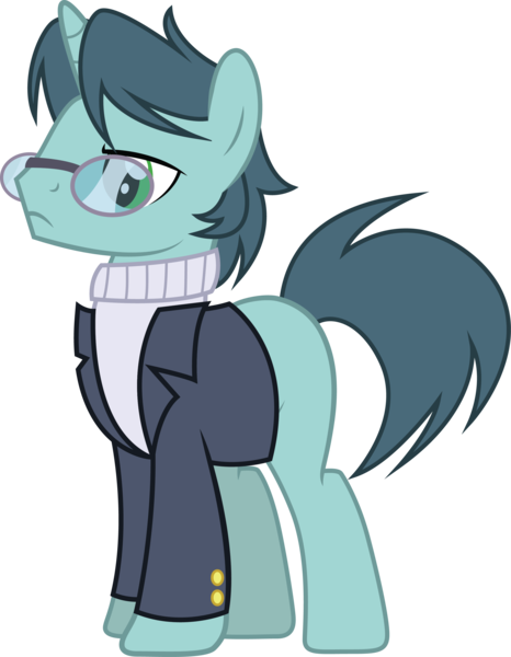 Size: 2445x3150 | Tagged: safe, artist:duskthebatpack, derpibooru import, oc, oc:ink sigil, unofficial characters only, pony, unicorn, blazer, clothes, glasses, male, simple background, solo, stallion, sweater, transparent background, vector