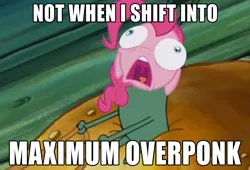 Size: 1376x934 | Tagged: derpibooru import, exploitable meme, image macro, krusty krab training video, maximum overdrive, meme, pinkie pie, ponk, safe, spongebob squarepants, text