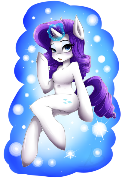 Size: 1280x1844 | Tagged: anthro, arm hooves, artist:senpaimisskitty, bedroom eyes, breasts, derpibooru import, explicit, female, looking at you, magic, nudity, rarity, solo, solo female, vulva