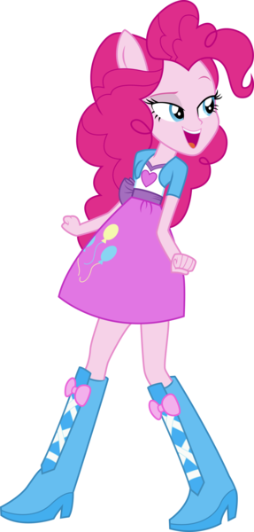 Size: 3108x6500 | Tagged: safe, artist:theshadowstone, derpibooru import, pinkie pie, equestria girls, absurd resolution, bedroom eyes, boots, clothes, eared humanization, inkscape, open mouth, ponied up, pony ears, raised eyebrow, simple background, skirt, solo, transparent background, vector