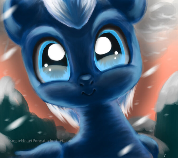 Size: 900x800 | Tagged: artist:sugarheartart, c:, cute, derpibooru import, looking at you, night glider, safe, smiling, solo