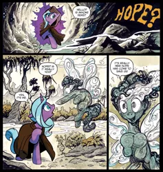 Size: 1340x1414 | Tagged: safe, artist:andypriceart, derpibooru import, idw, rabia, radiant hope, fairy, pixie, pony, umbrum, unicorn, siege of the crystal empire, spoiler:comic, spoiler:comic35, butterfly wings, cloak, clothes, female, mare, official comic