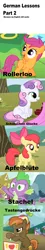 Size: 717x4000 | Tagged: apple bloom, button mash, cutie mark crusaders, derpibooru import, deutsch, german, safe, scootaloo, screencap, spike, sweetie belle, text, translation