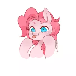 Size: 600x600 | Tagged: safe, artist:lemonheart, derpibooru import, pinkie pie, pony, :p, bust, cute, diapinkes, portrait, simple background, solo, tongue out, white background