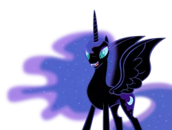 Size: 8032x6024 | Tagged: absurd resolution, artist:emu34b, derpibooru import, drool, missing accessory, nightmare moon, open mouth, safe, sharp teeth, simple background, solo, transparent background, vector