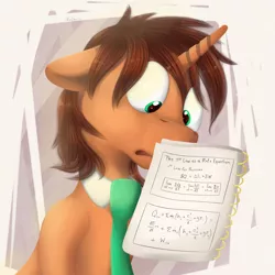 Size: 1272x1272 | Tagged: artist:blackligerth, book, collar, confused, derpibooru import, equation, math, necktie, oc, reading, safe, solo, textbook, thermodynamics, unofficial characters only, wide eyes