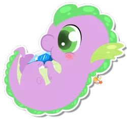 Size: 718x668 | Tagged: safe, artist:mochi--pon, derpibooru import, spike, dragon, baby, baby dragon, baby spike, blushing, cute, gem, green eyes, hnnng, male, newborn, nibbling, nom, signature, solo, spikabetes, weapons-grade cute, younger