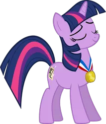 Size: 1143x1344 | Tagged: safe, artist:blackgryph0n, artist:trildar, derpibooru import, twilight sparkle, pony, unicorn, fall weather friends, .svg available, absurd resolution, female, mare, medal, simple background, solo, svg, transparent background, unicorn twilight, vector