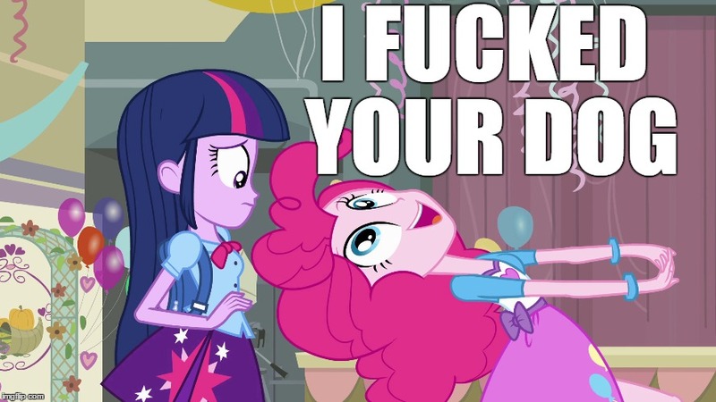Size: 888x499 | Tagged: questionable, derpibooru import, pinkie pie, spike, twilight sparkle, equestria girls, female, i fucked your dog, image macro, implied spike, male, meme, pinkiespike, shipping, straight
