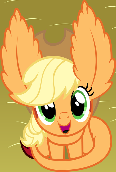 Size: 1193x1767 | Tagged: safe, alternate version, artist:badumsquish, derpibooru import, part of a set, applejack, monster pony, original species, pony, tatzlpony, badumsquish is trying to murder us, badumsquish's kitties, cute, ear fluff, female, impossibly large ears, jackabetes, looking at you, looking up, sitting, smiling, solo, species swap, style emulation, tatzlbetes, tatzljack, weapons-grade cute