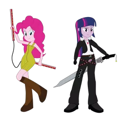 Size: 5000x5000 | Tagged: safe, artist:amante56, derpibooru import, pinkie pie, twilight sparkle, twilight sparkle (alicorn), equestria girls, absurd resolution, crossover, final fantasy, final fantasy viii, gunblade, selphie tilmitt, squall leonhart