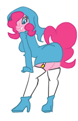 Size: 172x265 | Tagged: animated, anthro, artist:minus8, artist:xchan, boots, butt shake, clothes, dancing, derpibooru import, frame by frame, garters, high heel boots, hoodie, hypnotic, looking at you, pinkie pie, safe, shoes, shy guy, simple background, smiling, solo, stockings, super mario bros., white background