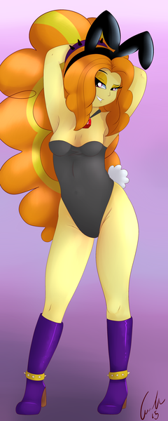 Size: 1500x3750 | Tagged: suggestive, artist:matimus91, derpibooru import, adagio dazzle, equestria girls, armpits, boots, bunny ears, bunny suit, clothes, female, high heel boots, leotard, solo, solo female, stupid sexy adagio dazzle