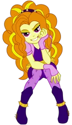 Size: 2300x4000 | Tagged: safe, artist:backgrounduser, derpibooru import, adagio dazzle, equestria girls, rainbow rocks, absurd resolution, amulet, bedroom eyes, boots, clothes, fingerless gloves, gloves, grin, looking at you, necklace, shoes, simple background, sitting, smiling, solo, spikes, transparent background, vector