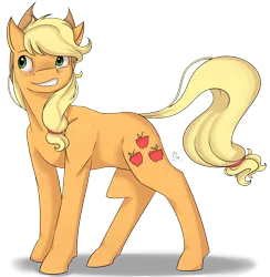 Size: 3198x3276 | Tagged: applejack, artist:mokychan, derpibooru import, freckles, grin, safe, simple background, solo, transparent background