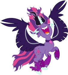 Size: 6100x6700 | Tagged: safe, artist:caliazian, derpibooru import, sci-twi, twilight sparkle, ponified, pony, equestria girls, friendship games, absurd resolution, adobe illustrator, commission, equestria girls ponified, evil laugh, horn, midnight sparkle, necklace, nose in the air, open mouth, pendant, sharp teeth, simple background, solo, transparent background, vector, wings