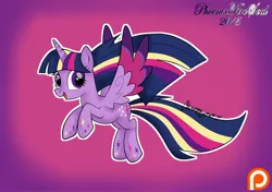 Size: 2894x2039 | Tagged: safe, artist:phoenix-fire-soul, derpibooru import, part of a set, twilight sparkle, twilight sparkle (alicorn), alicorn, pony, female, looking at you, mare, patreon, patreon logo, rainbow power, rearing, signature, solo