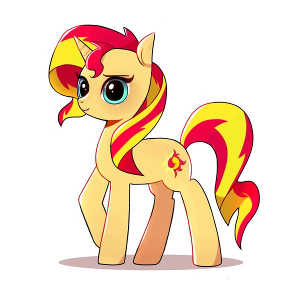 Size: 1000x1000 | Tagged: safe, artist:9seconds, derpibooru import, sunset shimmer, pony, unicorn, female, mare, simple background, solo, white background