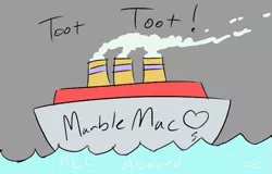 Size: 591x378 | Tagged: safe, artist:liracrown, derpibooru import, all aboard, big macintosh, marble pie, hearthbreakers, female, literal shipping, male, marblemac, no pony, ship, shipping, straight