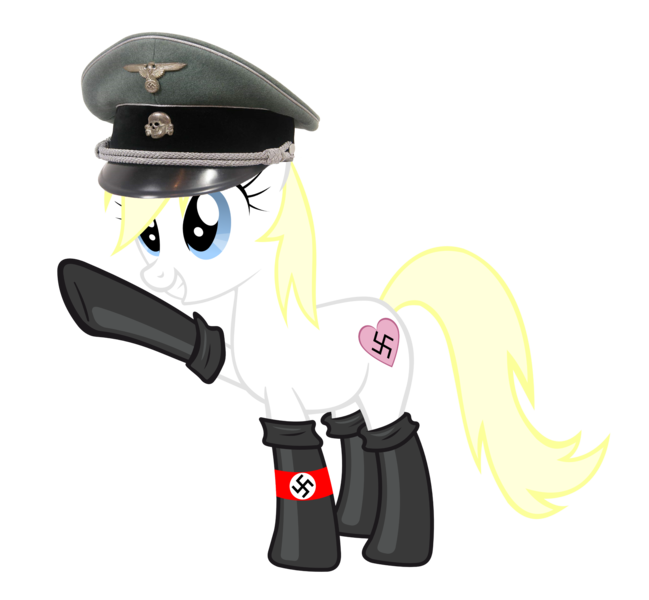 Size: 2000x1849 | Tagged: armband, artist:accu, artist:anonymous, blonde, boots, clothes, derpibooru import, edit, female, fireproof boots, full body, hat, heil, irl, nazi, oc, oc:aryanne, photo, photoshop, safe, schutzstaffel, show accurate, simple background, socks, solo, swastika, transparent background, unofficial characters only, vector, we are going to heil