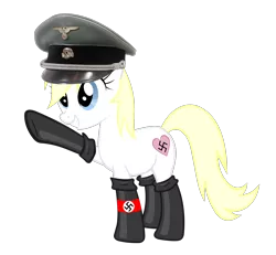 Size: 2000x1849 | Tagged: armband, artist:accu, artist:anonymous, blonde, boots, clothes, derpibooru import, edit, female, fireproof boots, full body, hat, heil, irl, nazi, oc, oc:aryanne, photo, photoshop, safe, schutzstaffel, show accurate, simple background, socks, solo, swastika, transparent background, unofficial characters only, vector, we are going to heil