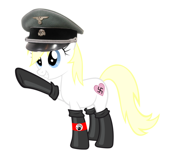 Size: 2000x1849 | Tagged: armband, artist:accu, artist:anonymous, blonde, boots, clothes, derpibooru import, edit, female, fireproof boots, full body, hat, heil, irl, manos, manos the hands of fate, nazi, oc, oc:anonymous, oc:aryanne, photo, photoshop, safe, schutzstaffel, show accurate, simple background, socks, solo, swastika, transparent background, unofficial characters only, vector, we are going to heil