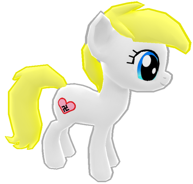 Size: 634x607 | Tagged: safe, artist:anonymous, derpibooru import, oc, oc:aryanne, unofficial characters only, earth pony, pony, 3d, female, game, heart, nazi, smiling, solo, standing, swastika