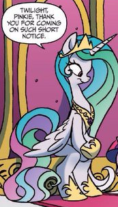 Size: 173x302 | Tagged: safe, artist:jay fosgitt, derpibooru import, idw, princess celestia, alicorn, pony, spoiler:comic, spoiler:comicff22, hoof shoes, incorrect leg anatomy, sitlestia, sitting, smiling, solo, spread wings, throne