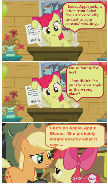 Size: 608x1035 | Tagged: apple bloom, applecest, applejack, babs seed, comic, derpibooru import, edit, edited screencap, implied incest, marriage, safe, screencap, screencap comic, shipping, wedding, wedding invitation